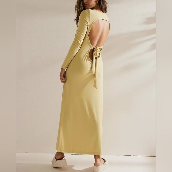 NWOT Free People Aubre Open-back Essential Maxi 💛 Medium - Picture 3 of 8